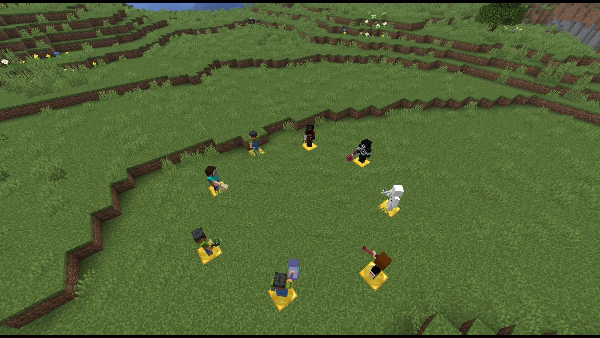A group of players spread across a valley