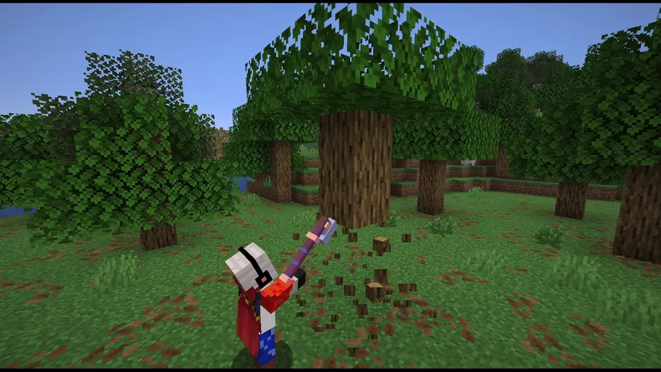 A lumberjack felling a tree