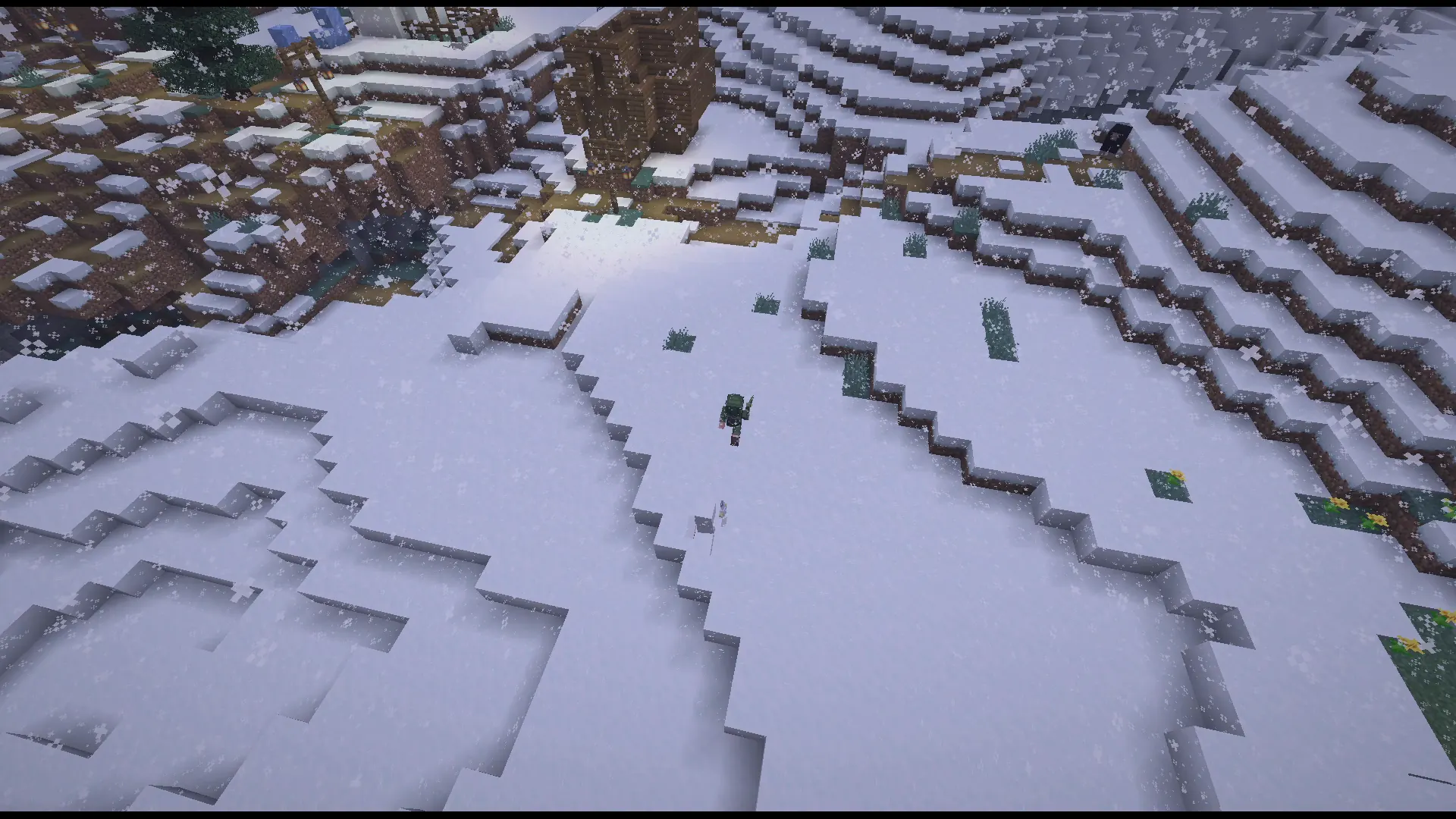 A lone figure crossing a snowy ridge, far from any settlement